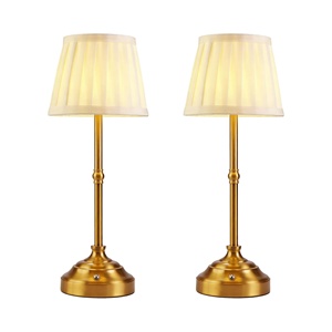 Modern Gold Dimmable Dining <b>Table</b> Atmosphere Night Light Bedside <b>Rechargeable</b> Fabric Cordless Led <b>Table</b> <b>Lamp</b> - Product Image 1