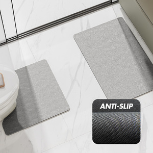 Tapis de bain en terre de diatomées en forme de U, rectangulaire, absorbant, antidérapant, design minimaliste pour salle de bain et toilettes - Product Image 4