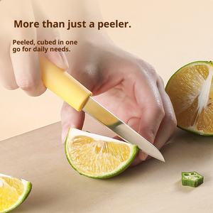 Nouveau design durable LANG <span class=keywords><strong>KAI</strong></span> Couteau à éplucher domestique 1 pièce Lame multifonctionnelle en acier inoxydable motif panda Dessin animé Manche en PP - Product Image 4