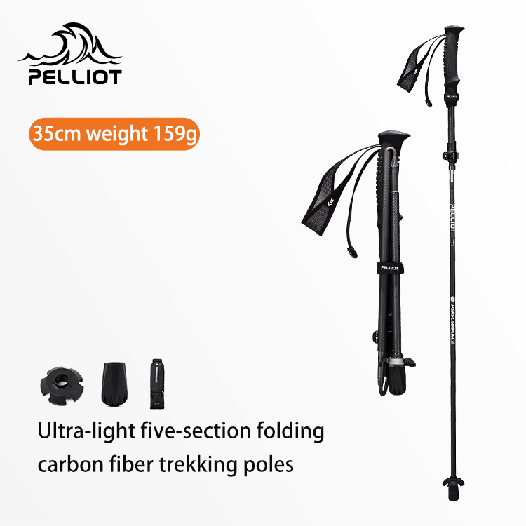 折りたたみ式トレッキングポール,超軽量ハイキングポール,ポータブルカーボンファイバーウォレット,折りたたみ式,アウトドアウォーキングに最適,5セクショ