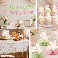 Liangyu Silly Goose – Ensemble de vaisselle et décorations écologiques élégants pour baby shower : bannières, ballons, décorations de gâteau, assiettes, serviettes