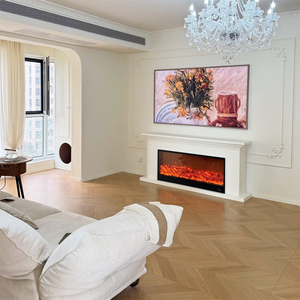 Cheminée électrique linéaire ultra-mince, taille personnalisable, ensemble <span class=keywords><strong>de</strong></span> bûches LED imitation foyer, installation autonome, télécommande métallique - Product Image 6