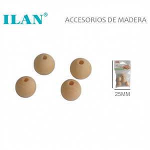 Perline di legno ILAN da 25 mm rotonde per artigianato e progetti fai da te - Product Image 2