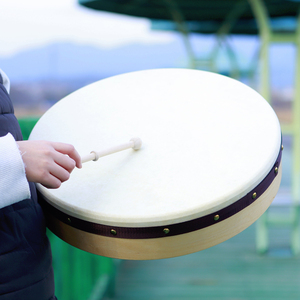 Fábrica al por mayor soporte OEM 16 "y 18" piel de oveja Natural haya percusión pandereta tambor Lreland <span class=keywords><strong>Bodhran</strong></span> con Knock Rod - Product Image 6