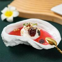 Upclayhome Présentoir de nourriture pour buffet en céramique Soucoupe oursin et assiette à caviar en forme de coquille