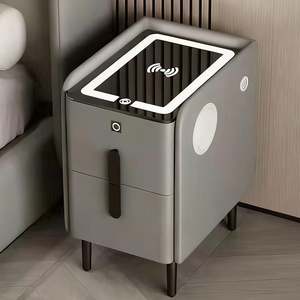 Table <span class=keywords><strong>de</strong></span> chevet intelligente à <span class=keywords><strong>LED</strong></span> en gros avec lecteur d'empreintes digitales et station <span class=keywords><strong>de</strong></span> recharge sans fil, table <span class=keywords><strong>de</strong></span> chevet multifonctionnelle - Product Image 5