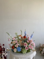 H518 Élégantes décorations de mariage printemps-été style Monet, centre de table, fleurs artificielles en soie colorées, décoration événementielle écologique