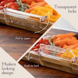 2合1熟食店板，带盖竹砧板和带5个隔层的木托盘，透明盖熟食店 - Product Image 2