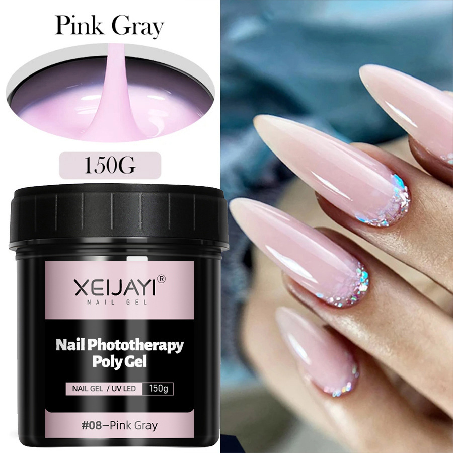 150g#08-Gel de extensión rosa gris