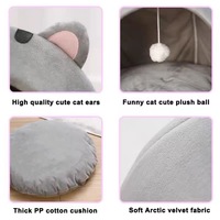 Villa pour chat en peluche en forme d'œuf, en coton haute résilience, avec base antidérapante, coussin amovible, respirante, abri et jouet avec balle, pour chat d'intérieur