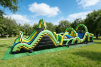 Parcours d'obstacles gonflable de qualité commerciale DFRL pour enfants et adultes, jeux de location pour fêtes en extérieur, PVC 0,55 mm, 69x13x20FT, souffleur inclus, garantie 3 ans