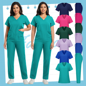 Unisex <b>Scrub</b> Set Moisture Wicking Knitted Split Uniform Hospital Work Clothes S XXL - Product Image 3