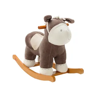 Tiktok, лидер продаж, высококачественные детские деревянные игрушки в форме животных, лошадка-качалка, темно-коричневый осел, шейкер