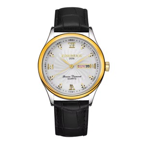 Montre de luxe pour homme en acier inoxydable, étanche, avec double calendrier, bracelet en cuir, mouvement à quartz. - Product Image 6
