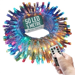 Guirlande lumineuse de Noël à piles, 50 LED, IP65, étanche, intérieur/extérieur, blanc chaud, 5 m - Product Image 3