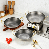 Poêle de cuisson multifonctionnelle en acier inoxydable FLEY, antiadhésive, pour usage commercial, ustensile de cuisine coréen, vente en gros