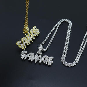 यूरोपीय और अमेरिकी व्यक्तित्व रैप डायमंड हिप हॉप प्रेमी पेंडेंट चमकदार चमकदार ट्रेंडी हार - Product Image 3