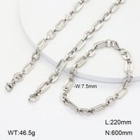 Conjunto de Collar y Pulsera de Cadena de Eslabones Tipo Clip de Papel, Acero Inoxidable con Baño de Oro de 18k Resistente al Deslustre, Cadena Cubana para Hombre