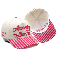 Gorra de Béisbol Personalizada con Bordado 3D, Visera Rosa a Rayas, Estructurada, de 5 Paneles, para Mujeres y Niñas