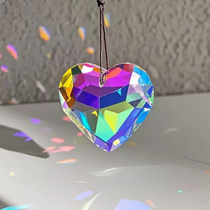 Prisma a forma di cuore in cristallo AB acchiappasole per finestre acchiappasogni cristalli decorazioni pendenti arcobaleno creatore di ornamenti natalizi - Product Image 1