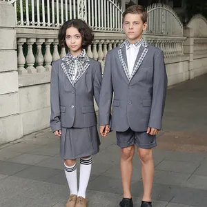 공장 가격 OEM 학교 네이비 블루 재킷 어린이 학교 회색 Marnoon 유니폼 정장 재킷 재킷 재킷 중국에서 만든