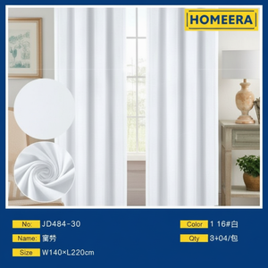 Tende bianche sbiancate in poliestere 140x228cm con 8 occhielli per decorazioni per la casa e mantovane - Product Image 1