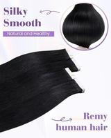 Extensions de cheveux humains brésiliens Remy à bandes adhésives 2026, 14-24 pouces, noir jais 1B, brun foncé, 20 pièces, 50g, double trame machine, double tirage