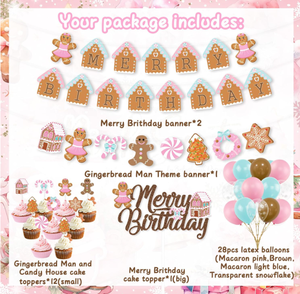 Décorations <span class=keywords><strong>de</strong></span> fête d'anniversaire sur le thème <span class=keywords><strong>de</strong></span> Noël : Bannière Joyeux Anniversaire, Guirlande, Décoration <span class=keywords><strong>de</strong></span> gâteau, Ballons en latex à l'hélium imprimés flocons <span class=keywords><strong>de</strong></span> neige - Product Image 6