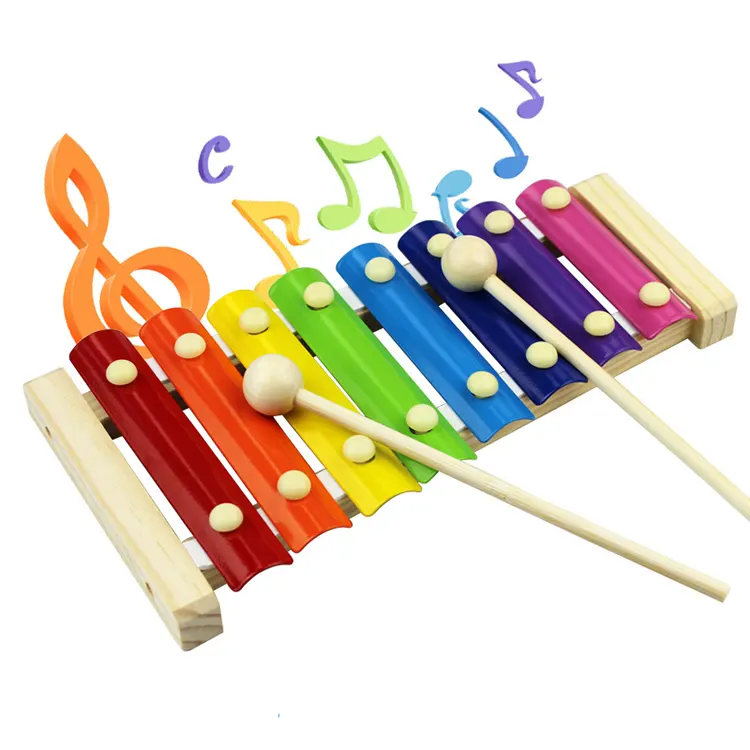 卸売教育木製レインボー木琴おもちゃ子供ノック8トーン楽器おもちゃ子供用
