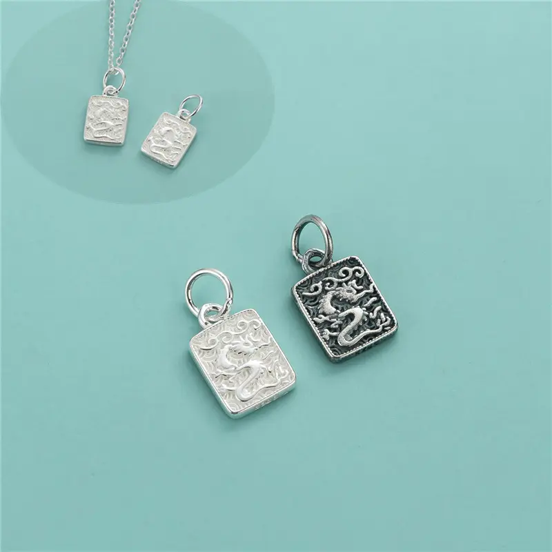 S925 Sterling Silver the Chinese Zodiac Dragon Pendant Charms for DIY Making Necklace Jewelry