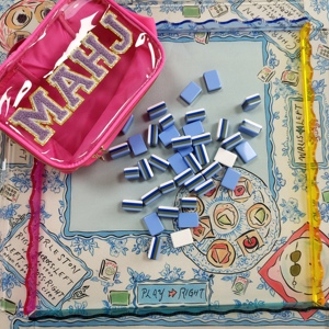 Mahjong américain bleu en acrylique gravé, ensemble de 160 tuiles, portable, moderne et luxueux, pour jeu de cartes - Product Image 3