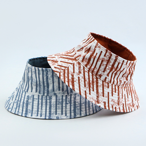 High Quality Fishing Casual Fisherman <b>Bucket</b> <b>Hat</b> Custom Printed Logo Vertical Stripe Cotton Reversible Visor for Men Women - Product Image 1