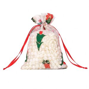 Bolsa de Regalo Navideña de Organza con Cordón, Ideal para Reuniones Familiares y para Colgar en el Árbol de Navidad - Product Image 4