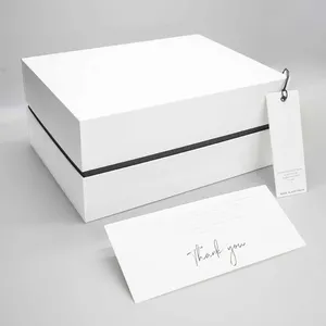 Kotak hadiah tutup dapat dilepas putih mewah kemasan Kardus sangat indah kaku kualitas tinggi kustom dengan leher