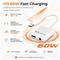 Adaptateur audio USB-C vers 3,5 mm portable 2-en-1 avec sortie de charge rapide PD 60W pour ordinateurs portables et tablettes, câble tressé en nylon