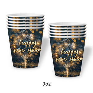 Set di Stoviglie per Festa di Compleanno a Tema Capodanno <span class=keywords><strong>2026</strong></span>, Bicchieri di Carta, Piatti, Tovaglioli e Decorazioni da Tavola per Felice Anno Nuovo - Product Image 3