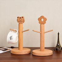 Support à tasses en bois gain de place avec 3 crochets, organisateur de comptoir pour cuisine, maison, café