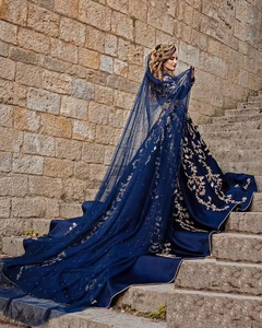 Impresionante Lehenga Choli Long Trail hermoso pesado Zardozi bordado hasta el suelo vestido de acetato para mujer fiesta boda ATIYA - Product Image 3