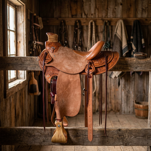 Silla de Montar Inglesa de Cuero Genuino de Búfalo con Estructura de Madera, Diseño Grabado Personalizado, Calidad Premium, Sostenible, BS International - Product Image 1