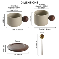 Ensemble de tasses à café en céramique mouchetée de qualité commerciale Kingze 220 ml 300 ml avec cuillère pour le thé de l'après-midi, restaurant