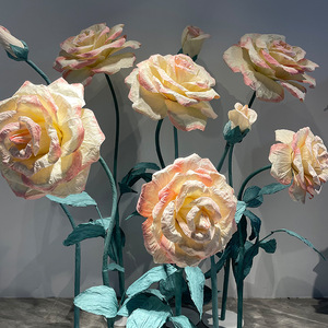 Ingrosso fiori di carta gigante con decorazione di fiori rossi rosa nera gigante artificiali impermeabili con Rose floreali - Product Image 4