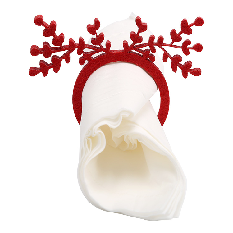 Лидер продаж, фетровое украшение для стола Amazon, фетровое кольцо для салфеток с красным цветком для рождества, домашнее украшение