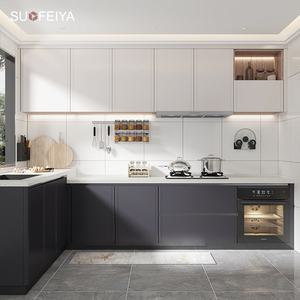 Nouveau design Sofeyia d'armoires de cuisine en forme de L personnalisées finition brillante PVC bois MDF avec robinet d'évier pour une utilisation moderne en <span class=keywords><strong>appartement</strong></span> - Product Image 2