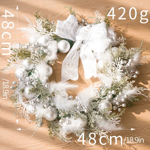 Southpeak Luxury Eco-Friendly Artificial PVC Wreath with Christmas Balls Feathers Bow for Home Front <b>Door</b> Holiday Decor - Product Image 6