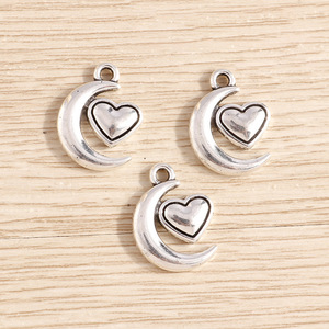 Weny, 20 piezas por paquete: Nuevo colgante de luna con diseño de corazón de melocotón, collar de pulsera con corazón, colgante accesorio para llavero - Product Image 3