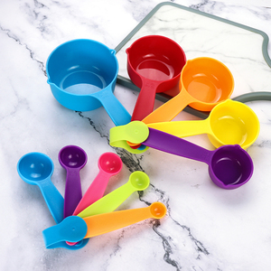 10-Pack Kitchen <b>Measuring</b> <b>Tools</b> Plastic Colorful <b>Measuring</b> Cups and Spoons Set - Product Image 1