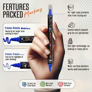 ปากกามาร์กเกอร์ศิลปะจิตรกรรมสองหัว ปากกาอะคริลิค ชุดปากกามาร์กเกอร์สี - Product Image 6