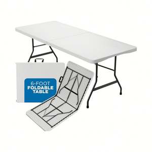 <span class=keywords><strong>Table</strong></span> pliante moderne en plastique blanc, 6 pieds x 30 pouces, imperméable, avec <span class=keywords><strong>coussin</strong></span>, pour salon - Product Image 1
