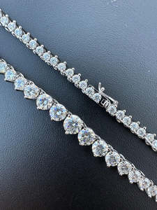 New OEM ODM <b>Tennis</b> <b>Chain</b> Necklace Unisex Trendy Wedding Gift Jewelry Wholesale Luxurious Hip Hop Style 17.9-23.9 CT Bezel Set - Product Image 3