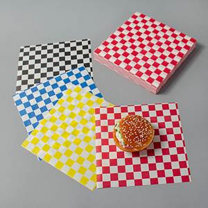 Biodegradable Hamburger Patty Paper Double-Sided PE Coated Colorful 40g Household Offset Printing Checkered Greaseproof Deli - Product Image 4